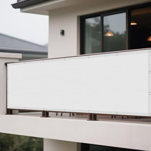 Sonnensegel mit Ösen 175 x 270 cm Rechteckig Wasserdicht Sonnenschutz Windschutz Outdoor Tarp Balkon Schattennetz mit Ösen Segeltuch 4 × 1.5 M Seile für Balkon Garten, Weiß Sonnensegel mit Ösen 175 x 270 cm Rechteckig Wasserdicht Sonnenschutz Windschutz Outdoor Tarp Balkon Schattennetz mit Ösen Segeltuch 4 × 1.5 M Seile für Balkon Garten, Weiß von WRUIJIO