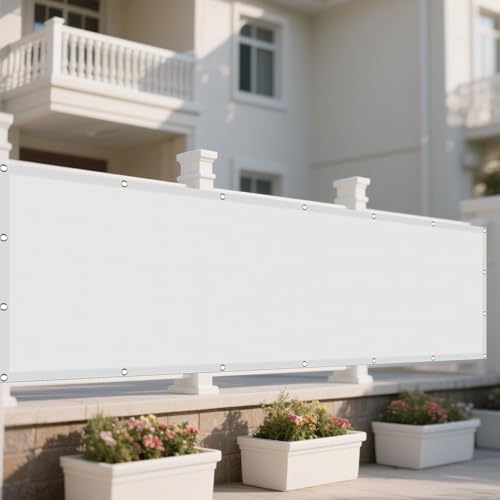 Sonnensegel mit Ösen 210 x 360 cm Rechteckig Wasserdicht Sonnenschutz Windschutz Sonnenschutz Baldachin Markise mit Spannseilen mit Ösen für Patio Balkon Terrasse Camping, Weiß von WRUIJIO