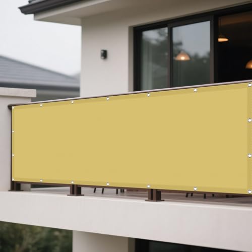 Sonnensegel mit Ösen 75 x 260 cm Rechteckig Wasserdicht Sonnenschutz Windschutz Outdoor Tarp Balkon Schattennetz mit Ösen Segeltuch 4 × 1.5 M Seile für Balkon Garten, Sandgelb Sonnensegel mit Ösen 75 x 260 cm Rechteckig Wasserdicht Sonnenschutz Windschutz Outdoor Tarp Balkon Schattennetz mit Ösen Segeltuch 4 × 1.5 M Seile für Balkon Garten, Sandgelb von WRUIJIO