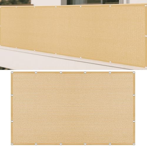 Sonnensegel mit Ösen Atmungsaktiv 250 x 440 cm Rechteckig Atmungsaktiv 98% UV Schutz Gewächshaus- Segeltuch inkl Befestigungsseile für Außenbereich Garten, Sandgelb von WRUIJIO