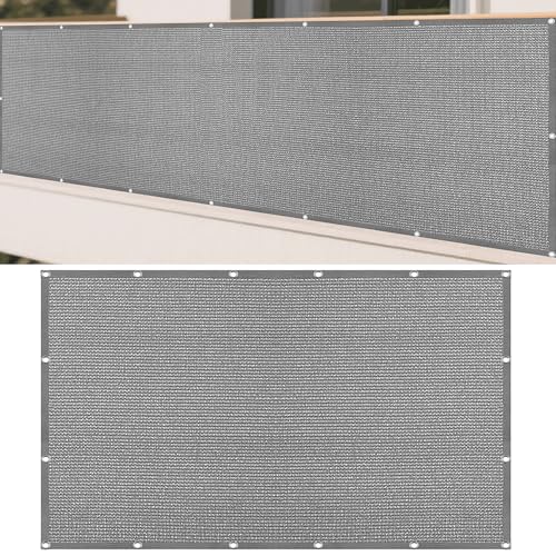 Sonnensegel mit Ösen Atmungsaktiv 320 x 600 cm Rechteckig Atmungsaktiv 98% UV Schutz Gewächshaus- Segeltuch inkl Befestigungsseile für Außenbereich Garten, Hellgrau von WRUIJIO