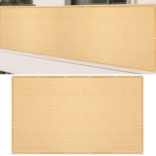 Sonnensegel mit Ösen Atmungsaktiv 360 x 450 cm Rechteckig Atmungsaktiv 98% UV Schutz Gewächshaus- Segeltuch inkl Befestigungsseile für Außenbereich Garten, Creme Farben von WRUIJIO