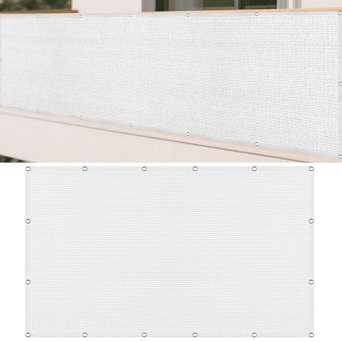 Sonnensegel mit Ösen Atmungsaktiv 430 x 460 cm Rechteckig Atmungsaktiv 98% UV Schutz Gewächshaus- Segeltuch inkl Befestigungsseile für Außenbereich Garten, Weiß von WRUIJIO