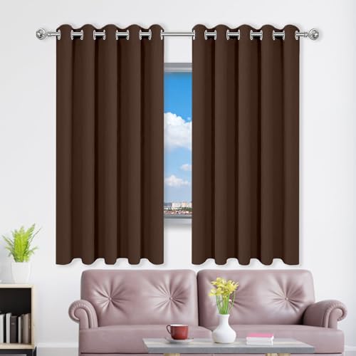 WRUIJIO Gardinen mit Kräuselband 120 x 144 cm Thermo Vorhang Gegen Kälte Und Hitze Blickdicht Wohnzimmer Vorhänge Schlaufen Gardinen Vielen Farben Und Größen für Wohnzimmer, braun von WRUIJIO