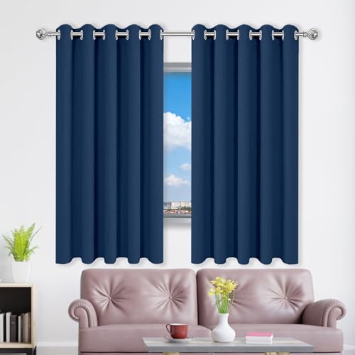 WRUIJIO Gardinen mit Kräuselband 120 x 166 cm Thermo Vorhang Gegen Kälte Und Hitze Blickdicht Wohnzimmer Vorhänge Schlaufen Gardinen Vielen Farben Und Größen für Wohnzimmer, Dunkelblau von WRUIJIO