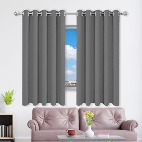 WRUIJIO Gardinen mit Kräuselband 131 x 146 cm Thermo Vorhang Gegen Kälte Und Hitze Blickdicht Wohnzimmer Vorhänge Schlaufen Gardinen Vielen Farben Und Größen für Wohnzimmer, Dunkelgrau von WRUIJIO