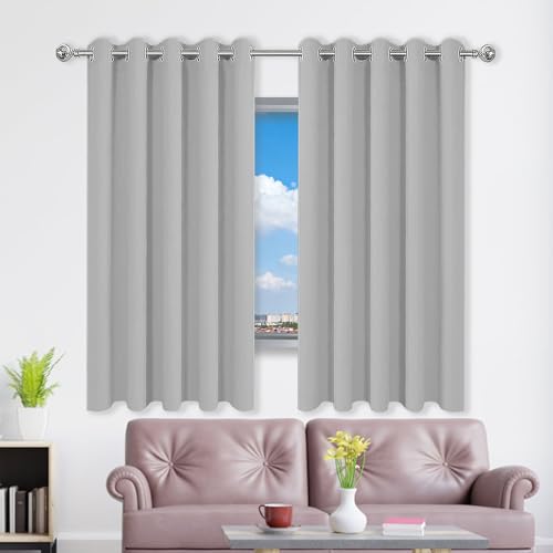 WRUIJIO Gardinen mit Kräuselband 132 x 152 cm Thermo Vorhang Gegen Kälte Und Hitze Blickdicht Wohnzimmer Vorhänge Schlaufen Gardinen Vielen Farben Und Größen für Wohnzimmer, Hellgrau von WRUIJIO