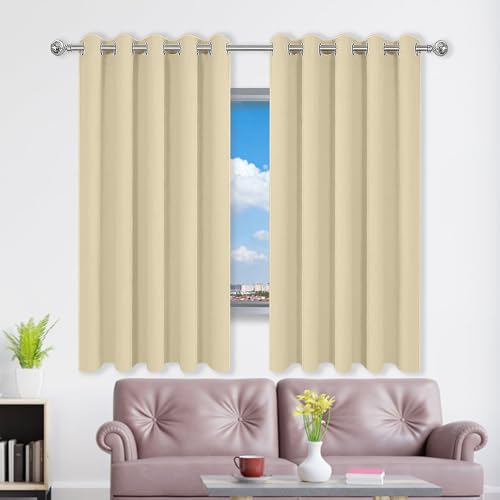 WRUIJIO Gardinen mit Kräuselband 135 x 140 cm Thermo Vorhang Gegen Kälte Und Hitze Blickdicht Wohnzimmer Vorhänge Schlaufen Gardinen Vielen Farben Und Größen für Wohnzimmer, Creme Farben von WRUIJIO