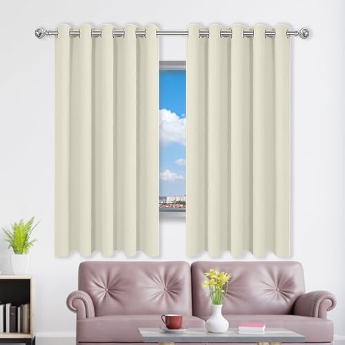 WRUIJIO Gardinen mit Kräuselband 139 x 166 cm Thermo Vorhang Gegen Kälte Und Hitze Blickdicht Wohnzimmer Vorhänge Schlaufen Gardinen Vielen Farben Und Größen für Wohnzimmer, Beige von WRUIJIO