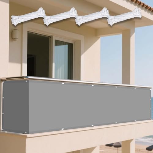 Wasserdicht Sonnensegel 140 x 215 cm Rechteckig Wasserdicht 98% UV Schutz Sun Segel Sonnenschutz Plane Vielen Größen mit Spannseilen für Garten Balkon, Hellgrau von WRUIJIO