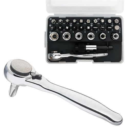 28/32 in 1, passend for Mini-Ratschenschlüsselsatz mit rechtwinkligem Versatz, 1/4 Zoll 72-Zahn-Schraubendrehergriff, magnetischer Torx-Bit, passend for enge Räume(28 in 1) von WRWRW