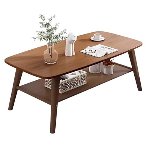 WRYSQBHJYB Beistelltische Wohnzimmer, Couchtisch aus Massivholz, 2-lagiger Mitteltisch mit Ablagefach, Geeignet für Wohnzimmer, Schlafzimmer, Balkon(100 * 50 * 60) von WRYSQBHJYB