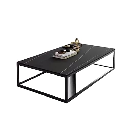 WRYSQBHJYB Couchtische mit Schiefertischplatte, Rechteckiger Beistelltisch im Modernen Industriestil, Mitteltisch Geeignet für Wohnzimmer, Büro(Black,120cm/47in) von WRYSQBHJYB