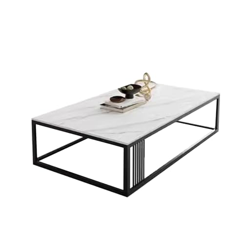 WRYSQBHJYB Couchtische mit Schiefertischplatte, Rechteckiger Beistelltisch im Modernen Industriestil, Mitteltisch Geeignet für Wohnzimmer, Büro(White,100cm/39in) von WRYSQBHJYB