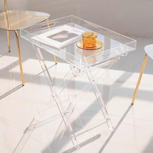 WRYSQBHJYB Klappbarer Tabletttisch aus Acryl, Transparenter Beistelltisch, Moderner Couchtisch für Wohnzimmer, Schlafzimmer, Aufbewahrungstisch für Schlafsäle WRYSQBHJYB Klappbarer Tabletttisch aus Acryl, Transparenter Beistelltisch, Moderner Couchtisch für Wohnzimmer, Schlafzimmer, Aufbewahrungstisch für Schlafsäle von WRYSQBHJYB