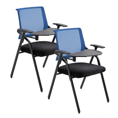 WRYSQBHJYB Klappstuhl 2 Stück, All-in-One-Bürostuhl mit Schreibunterlage, Ergonomic Chair für Büro, Schule, Zuhause, Konferenzstuhl für Mehrere Personen, Schulungsstuhl(Color:Blue) von WRYSQBHJYB