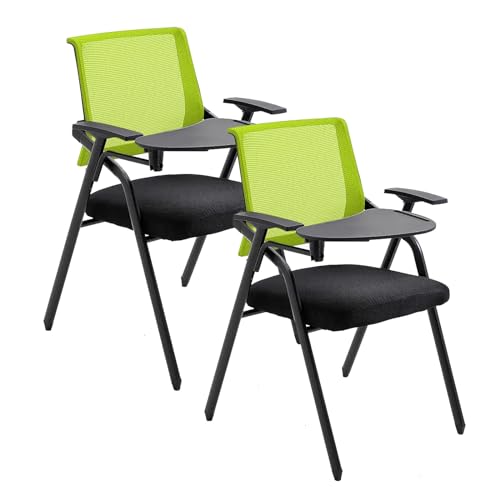 WRYSQBHJYB Klappstuhl 2 Stück, All-in-One-Bürostuhl mit Schreibunterlage, Ergonomic Chair für Büro, Schule, Zuhause, Konferenzstuhl für Mehrere Personen, Schulungsstuhl(Color:Green) von WRYSQBHJYB