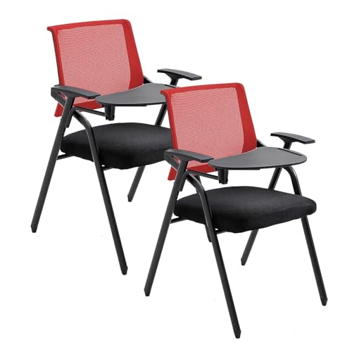 WRYSQBHJYB Klappstuhl 2 Stück, All-in-One-Bürostuhl mit Schreibunterlage, Ergonomic Chair für Büro, Schule, Zuhause, Konferenzstuhl für Mehrere Personen, Schulungsstuhl(Color:Red) von WRYSQBHJYB