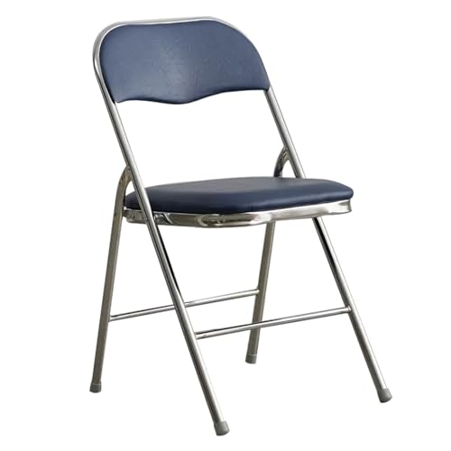 WRYSQBHJYB Klappstuhl Camping, Garten Klappstuhl mit Gepolstertem Kissen und Rückenlehne, Picknick Stuhl für Zuhause und Büro, Veranstaltungen Im Innen- und Außenbereich(Color:Blue Silver Legs) von WRYSQBHJYB