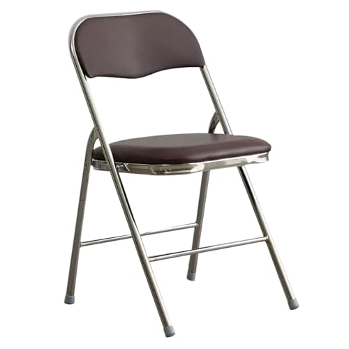 WRYSQBHJYB Klappstuhl Camping, Garten Klappstuhl mit Gepolstertem Kissen und Rückenlehne, Picknick Stuhl für Zuhause und Büro, Veranstaltungen Im Innen- und Außenbereich(Color:Brown Silver Legs) von WRYSQBHJYB