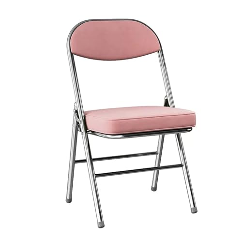 WRYSQBHJYB Klappstuhl Gepolstert, Klappstühle, Tragbarer Esszimmerstuhl aus Stoff mit Gepolstertem Rückenlehne, für Home-Office-Events, Hochzeitsfeiern(Color:Pink) von WRYSQBHJYB