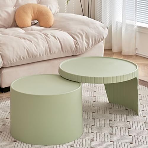 WRYSQBHJYB Runder Couchtisch 2er Set, Modernes Beistelltisch, Coffee Table, Kleiner Sofatisch für Wohnzimmermöbel(Green) von WRYSQBHJYB