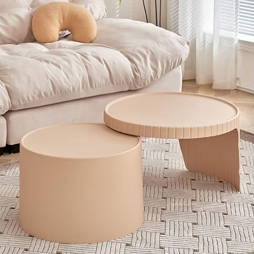 WRYSQBHJYB Runder Couchtisch 2er Set, Modernes Beistelltisch, Coffee Table, Kleiner Sofatisch für Wohnzimmermöbel(Pink) von WRYSQBHJYB