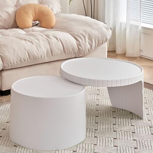 WRYSQBHJYB Runder Couchtisch 2er Set, Modernes Beistelltisch, Coffee Table, Kleiner Sofatisch für Wohnzimmermöbel(White) von WRYsqbhjyb