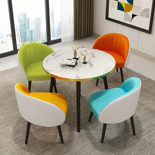 WRYsqbhjyb Esstisch Rund, Runder Tisch für 4 Personen, Moderner Runder Küchentisch Als Couchtisch, Dining Table Set 4 Chairs (Color : D) von WRYsqbhjyb