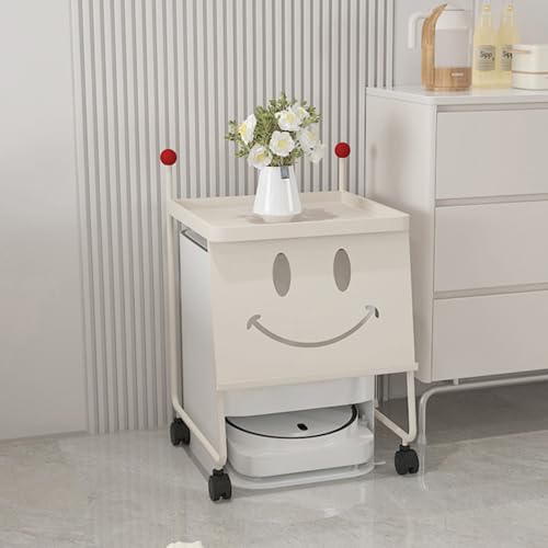 WRYsqbhjyb Lagerregal für Roboterstaubsauger, Kehrroboter-Aufbewahrungsregal, Multifunktionale Beistelltische, Vorratsschrank mit 360°-Rädern für den Schlafzimmerbalkon(Beige,45x40x73cm/18x16x29in) von WRYsqbhjyb