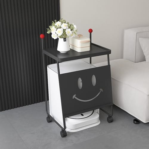 WRYsqbhjyb Lagerregal für Roboterstaubsauger, Kehrroboter-Aufbewahrungsregal, Multifunktionale Beistelltische, Vorratsschrank mit 360°-Rädern für den Schlafzimmerbalkon(Black,45x40x73cm/18x16x29in) von WRYsqbhjyb