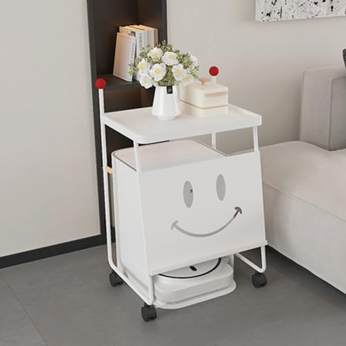 WRYsqbhjyb Lagerregal für Roboterstaubsauger, Kehrroboter-Aufbewahrungsregal, Multifunktionale Beistelltische, Vorratsschrank mit 360°-Rädern für den Schlafzimmerbalkon(White,45x40x73cm/18x16x29in) von WRYsqbhjyb