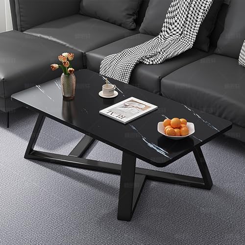 WRYsqbhjyb Mid-Century Modern Akzenttisch mit Schieferplatte, Rechteckiger Beistelltisch, Mitteltisch mit Metallrahmen, Couchtisch für Wohnzimmer(Black,120cm/47in) von WRYsqbhjyb