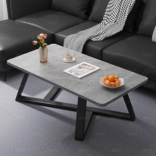 WRYsqbhjyb Mid-Century Modern Akzenttisch mit Schieferplatte, Rechteckiger Beistelltisch, Mitteltisch mit Metallrahmen, Couchtisch für Wohnzimmer(Gray,80cm/31in) von WRYsqbhjyb
