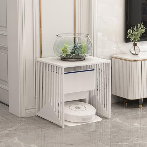 WRYsqbhjyb Staubsaugerschrank-Aufbewahrungsschrank, Mehrzweckschrank Aquariumständer, Metallschrank, Aktenschrank für Schlafzimmer, Wohnheim, Balkon(White,50 * 40 * 65cm/20 * 16 * 26in) von WRYsqbhjyb