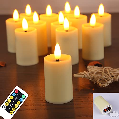 WRalwaysLX 12-Pack flammenlose Teekerze mit Fernbedienung, LED-flackernde Kerzen Votivkerzen, Batteriekerzen Inneneinrichtung, 3.8CM*8CM, max 800 Stunden durch 2AAA Batterien (nicht enthalten) von WRalwaysLX