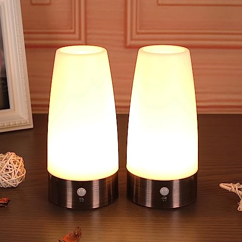 WRalwaysLX 2 Stück kleine Lampe mit kabellosem PIR-LED-Bewegungsmelder für den Innen- und Außenbereich, Retro-LED-Nachtlicht für Zuhause, batteriebetriebene Lampe für Schlafzimmer, Flur, Küche… von WRalwaysLX