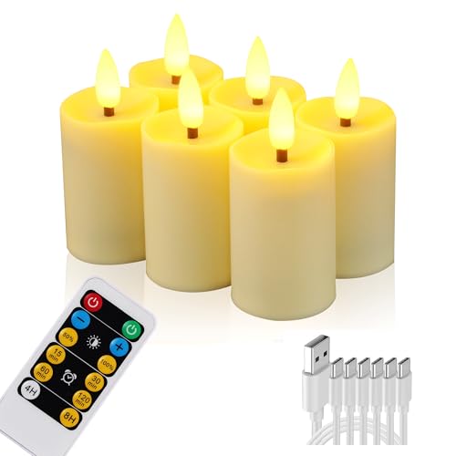 WRalwaysLX max 280 Stunden 6-Pack wiederaufladbare Typ-C Schnellladelampe flammenloses Teelicht mit Fernbedienung, LED flackernde Votivkerzen, Inneneinrichtung, von WRalwaysLX