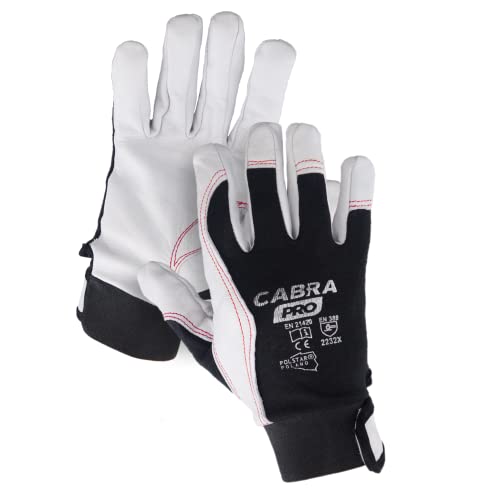 Cabra Pro - 12 Paar Arbeitshandschuhe aus vollnarbigen Ziegenleder - Schutzhandschuh mit Lederverstärkung - Arbeitshandschuh Damen und Herren - Werkstatt - Garten - Bau, Größe 9, 12 Paar von WS-Pro