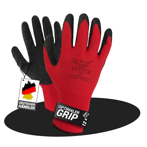 WS-Pro Arbeitshandschuhe mit Latexbeschichtung - 12 Paar - Arbeitshandschuhe Damen, Arbeitshandschuhe Herren - Robuste Montagehandschuhe für Heim und Garten - Gartenhandschuhe, 12 Paar, Größe 10 von WS-Pro