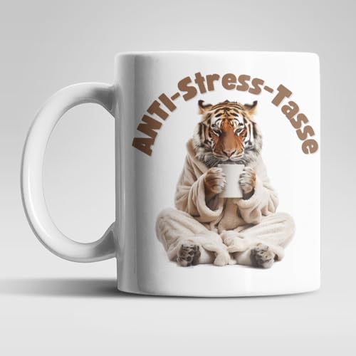 Anti Stress Tiger Kaffeetasse Teetasse Tasse Geschenkidee 325 ml von WS-Trend