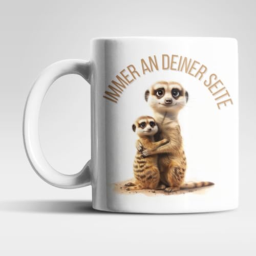 Erdmännchen Immer an deiner Seite Kaffeetasse Teetasse Tasse Geschenkidee 325 ml von WS-Trend