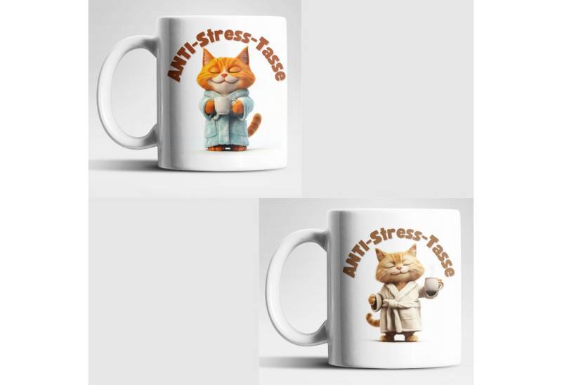 WS-Trend Tasse Anti Stress Katze Kätzchen 2er Set Kaffeetasse Teetasse Geschenkidee, Keramik, 330 ml von WS-Trend
