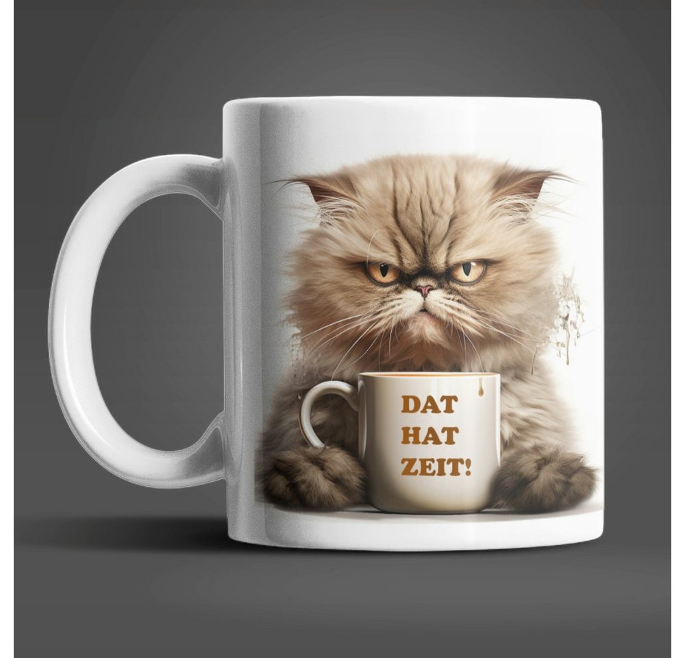 WS-Trend Tasse Katze DAT HAT ZEIT Kaffeetasse Teetasse, Keramik, Geschenkidee 330 ml von WS-Trend