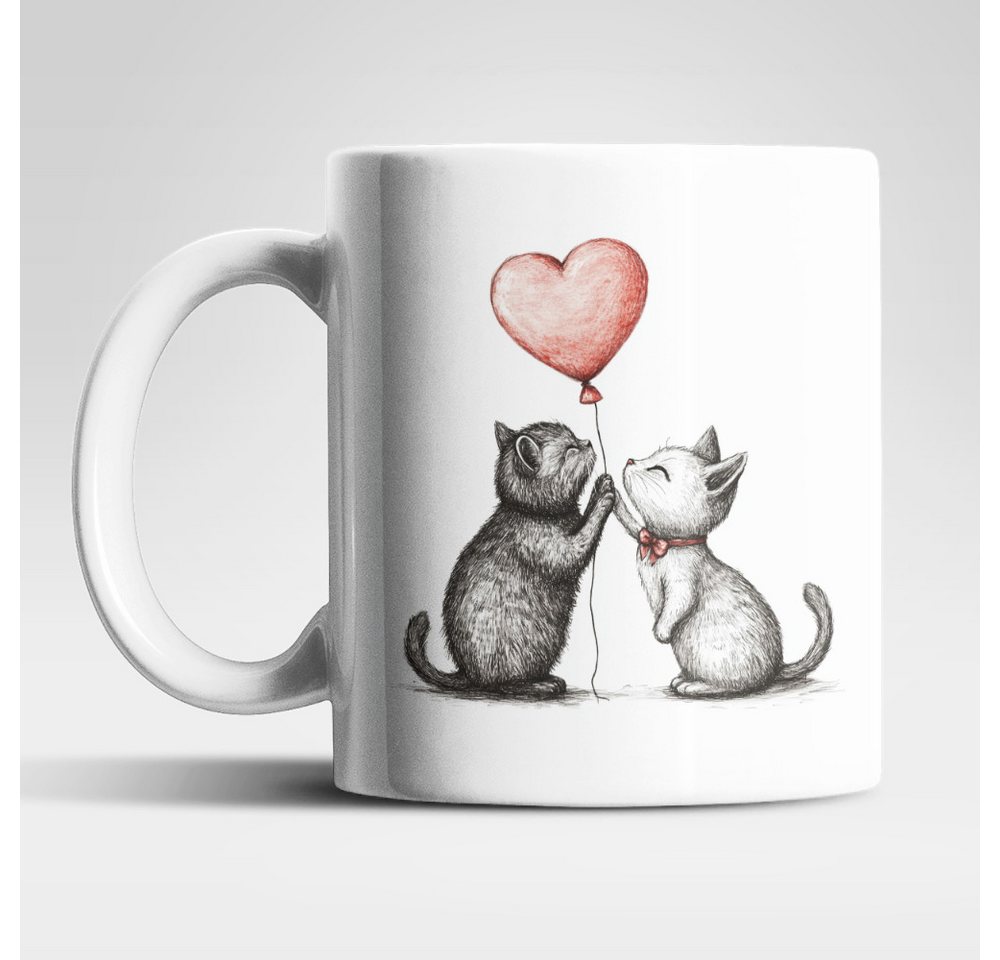 WS-Trend Tasse Liebe Love Katze Valentinstag Kaffeetasse Teetasse Geschenkidee, Keramik von WS-Trend