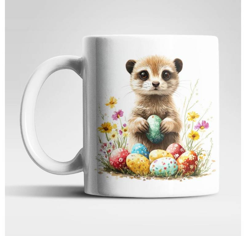 WS-Trend Tasse Ostern Erdmännchen Ostereier Kaffeetasse Teetasse Geschenkidee, Keramik von WS-Trend