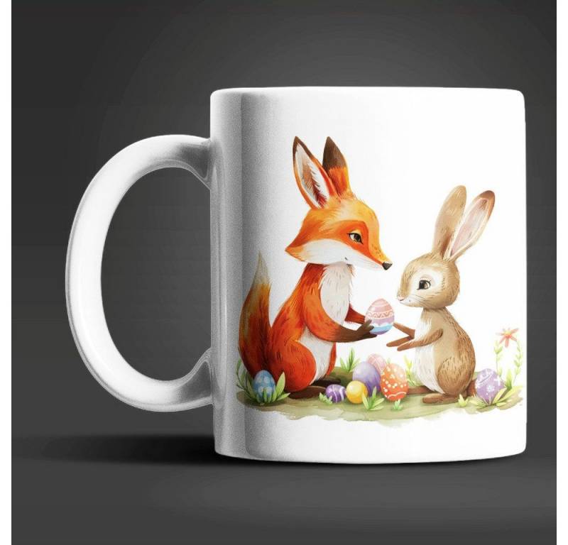 WS-Trend Tasse Ostern Fuchs und Hase Ostereier Kaffeetasse Teetasse, Keramik, 325 ml von WS-Trend