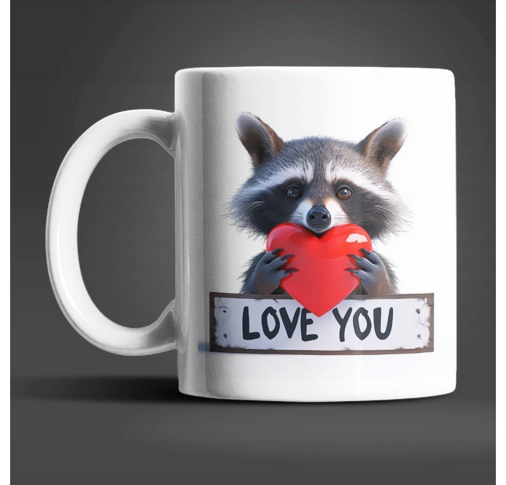 WS-Trend Tasse Waschbär I Love You Valentinstag Liebe Kaffeetasse Geschenkidee, Keramik von WS-Trend
