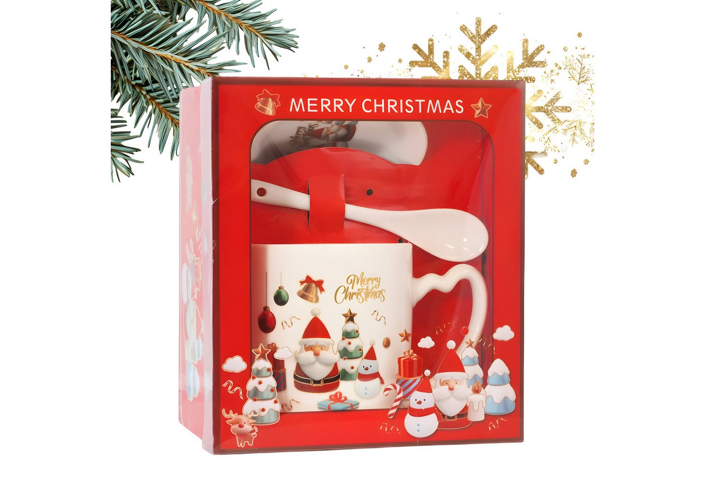 WS-Trend Tasse Weihnachten Christmas 3 tlg Set Kaffeetasse Löffel Untertasse, Keramik WS-Trend Tasse Weihnachten Christmas 3 tlg Set Kaffeetasse Löffel Untertasse, Keramik von WS-Trend