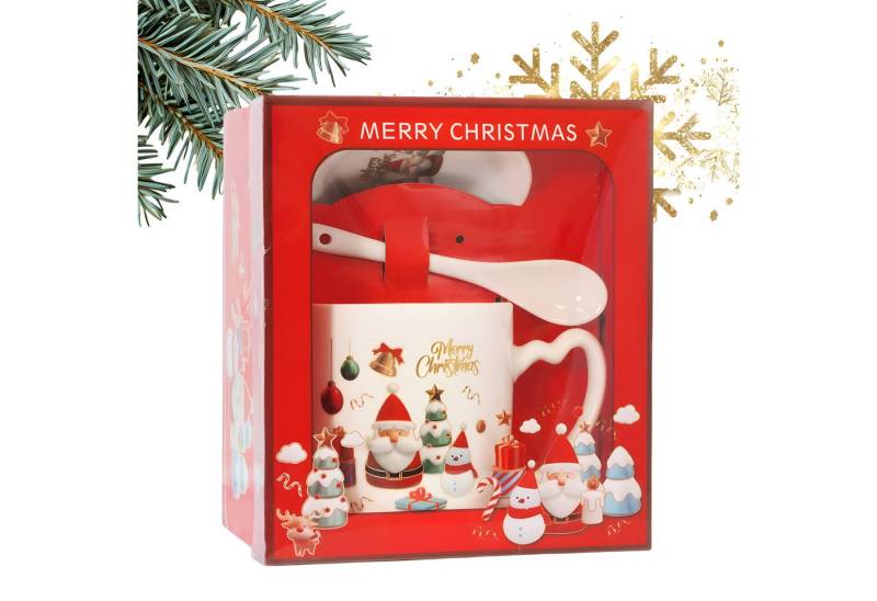 WS-Trend Tasse Weihnachten Christmas 3 tlg Set Kaffeetasse Löffel Untertasse, Keramik WS-Trend Tasse Weihnachten Christmas 3 tlg Set Kaffeetasse Löffel Untertasse, Keramik von WS-Trend
